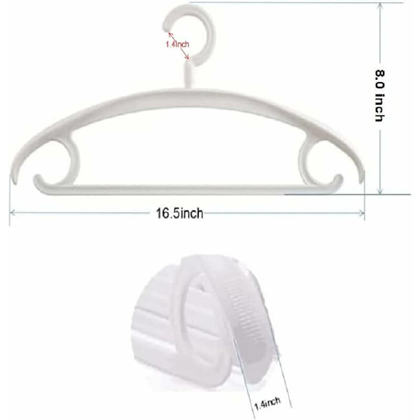 10 stk. Heavy Duty Plastikbøjler 25 lbs Kapacitet Drejelig Krog Tøj Bøjle Bred Skulder Skridsikker Tyk Tøj Bøjle Hvid