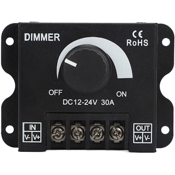 Enkelkanals LED-Dimmer Trinløs Dæmpning Fremragende Varmeafledning LED-Lystrimmel Dimmer DC 12‑24V