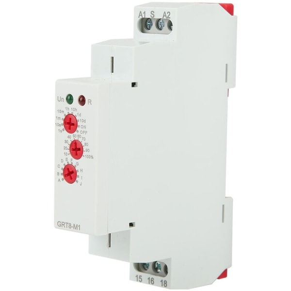 GRT8-M1 Tidsforsinkelsesrelæ med 10 funktioner 35MM DIN-skinnemontering AC/DC 12V 240V 50-60Hz