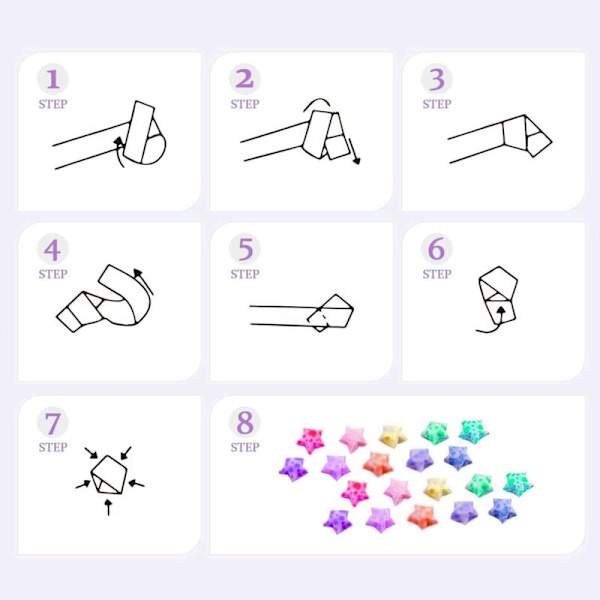 Stjärnpappersremsor, 630 stycken Färgglada Lysande Origamipappersremsor Lyckostjärna för hantverk vikning skola undervisning diy konstprojekt hantverksmaterial
