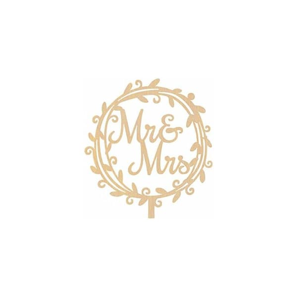 MR MRS Kakepynt i tre - Kakepynt i tre til forlovelse, bursdag, bryllupskakepynt (Girlander)-