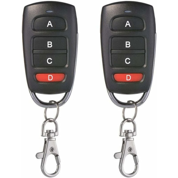 Pack of 2 Universal Garage Door Cloning Key Fob Remote Control 433 MHz 4 Button Cloner for Garage Door Electric Gate etc