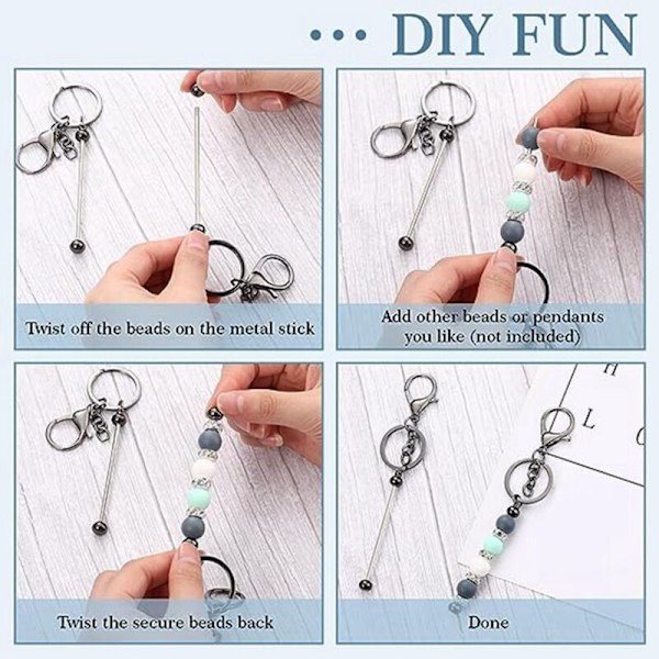 6 st Beadable Keychain Bars Blanks Bead Keychain Metall Beadad Keychain för DIY Hänge Smycken Tillverkning, Roséguld