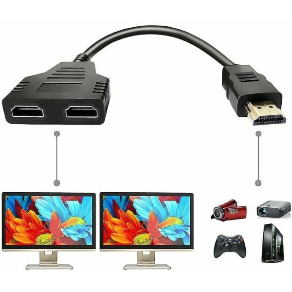 Hdmi-adapterkabeldelare Hdmi 1 in 2 ut Hdmi-hane
