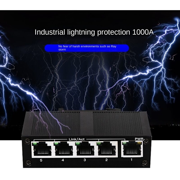 Verkkokytkimen 5 porttia 100Mbps Ethernet-teollinen luokan kytkin Hallitsematon kisko-tyyppinen teollinen verkonjakaja