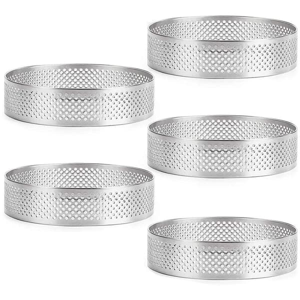Rustfrit perforeret ring i rustfrit stål, 25 stk. perforeret kagemousse ring 5 cm, DIY runde ringe til bagning af dessertring