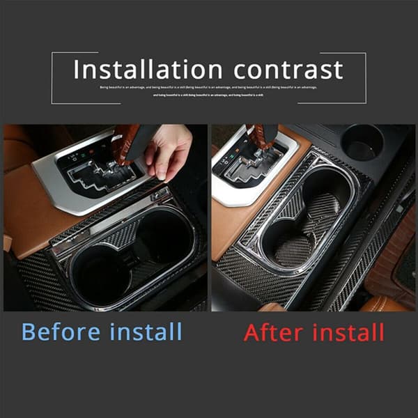 Kulfiber Central Control Kopholder Dekoration Panel Trim Cover Sticker til -2014-2021 (Sort)