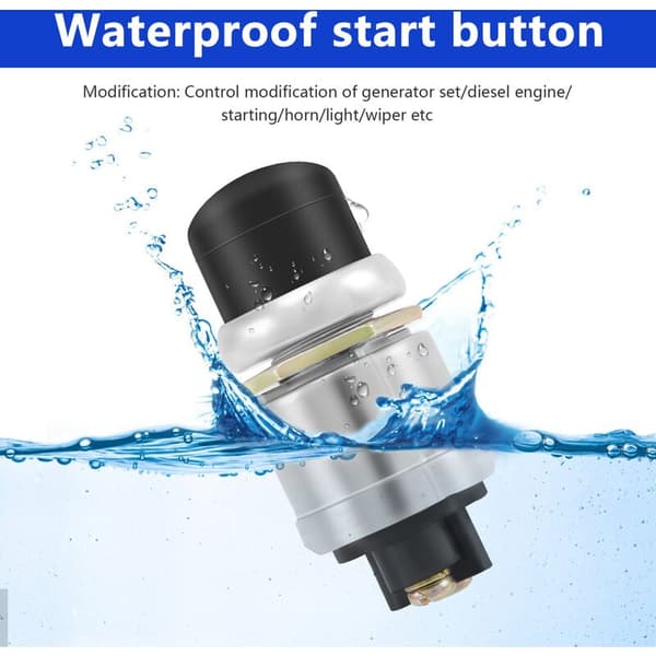12V 50A Vanntett Bryter Trykknapp Biler Båt Spor Motor Start Starter