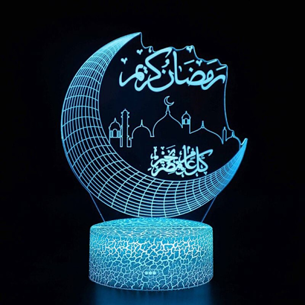Ramadan Dekorasjon LED Lys for Skrivebordslys Måne Stjerner Fargerik Lampe Islamsk A