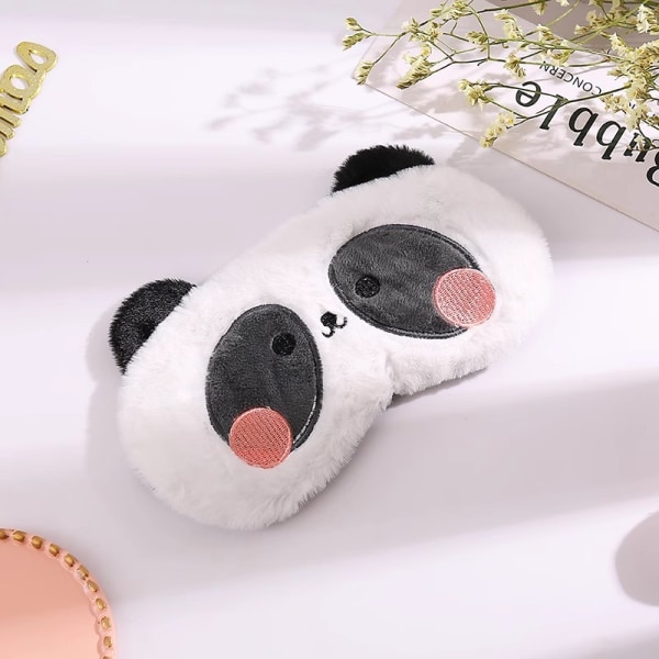 Söt sovande ögonmask Plysch ögonmask Rese sovmask Supermjuk rolig ögonmask för barn, flickor och vuxna, blyg panda