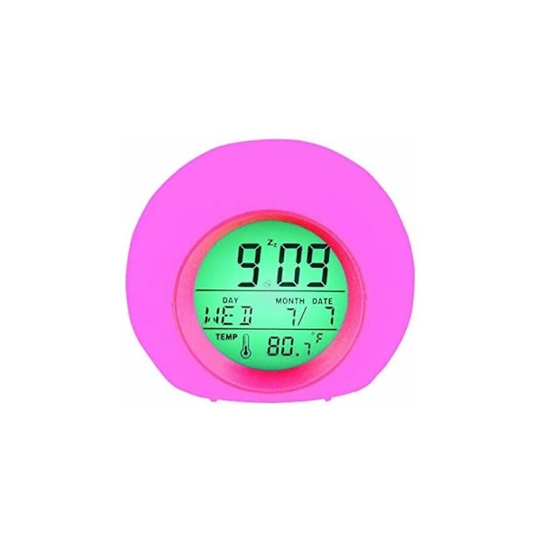 Digital väckarklocka för barn, LED med väckningsljus, snooze-funktion, naturliga väckningsljud, bakgrundsbelysning, temperatur, display, rosa HIASDFLS