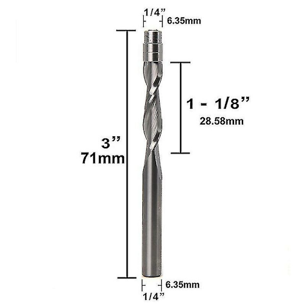 Kompatibel med Træ Solid Carbide-Tipset Fræser End Mill 6.35mm Skaft Top Spin