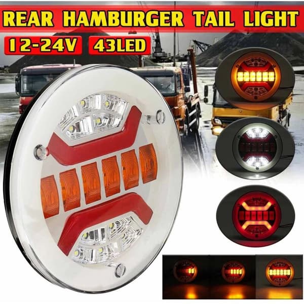 12-24V Dynamisk LED Baglygte Bag Flowing Hamburger Lys Lastbil Caravan