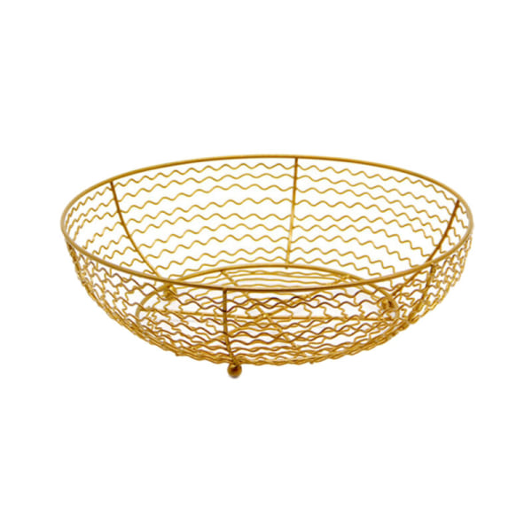 Nordisk hushållsmidd järnförvaringskorg ihålig skrivbordsrund snacks korg vardagsrum fruktkorg kök dekoration 25X25X7.5 cm