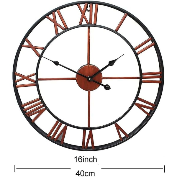 Haveurhaveur, udendørs haveur, stor romertal haveur, udendørs jernur, udendørs ur, 40 cm/16 tommer