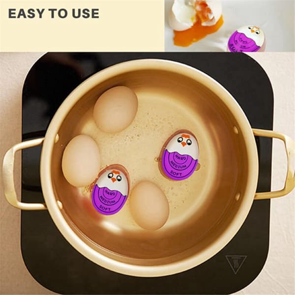 Kokt eggtimer, Pro Hard og Soft Egg Timer som endrer farge når den er ferdig og trygt (lilla-3 pakker)