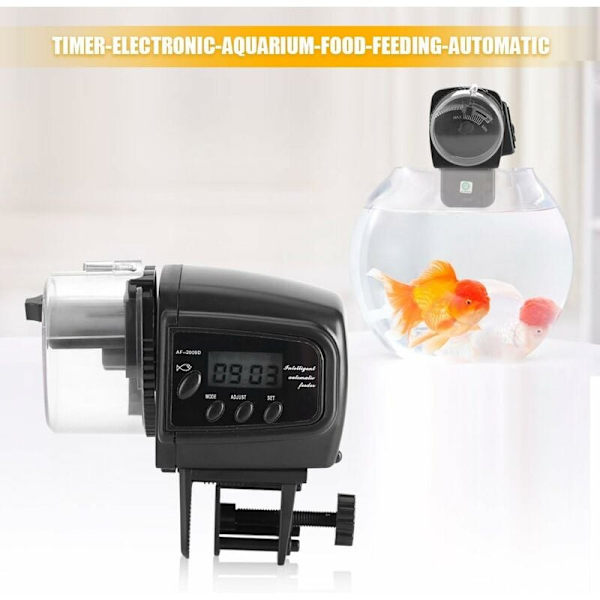 Automatisk fiskmatare, elektronisk akvariematare, digital LCD-display, fiskmatare