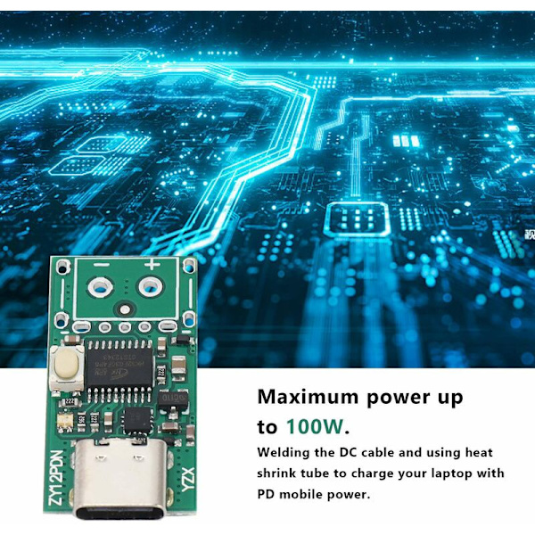 USB-C PD2.0 / 3.0 til DC Konverter Strømmodul Decoy Hurtig Opladning Udløser Afspørgning Afspørgningsdetektor Tester (Zy12Pdn)