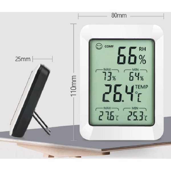 2 stk. Digitalt hygrometer Indendørs termometer Rumtermometer og fugtighedsmåler med temperatur- og fugtighedsovervågning