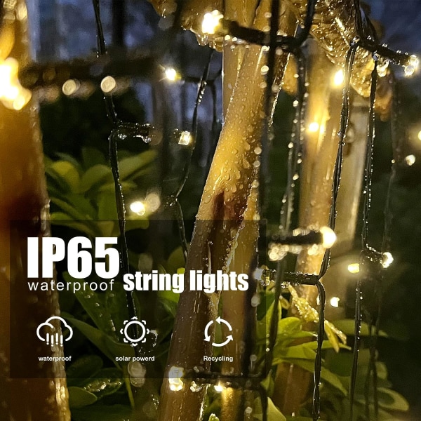 2-pack Solar String Lights Outdoor, 200 LED extra långa 72FT soldrivna lampor med 8 ljuslägen, vattentät utomhusbelysningsdekoration för G