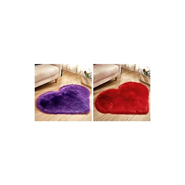 40 x 50 cm / 15.7 x 19.6 tommer Lille Hjerteformet Kunstig Fåreskindstæppe Blødt Langt Plysset Fluffy Shaggy Gulvtæppe Soveværelse Sofa Dekorativt Gulvmåtte -