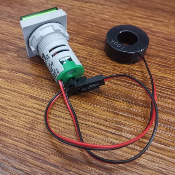 22mm AC Ström- och Spänningstestare, AC 50-500V/0-100A/0-99Hz Voltmeter Amperemeter Frekvensmätare med 3-siffrig LED-display Multifunktionell Multimeterpanel (