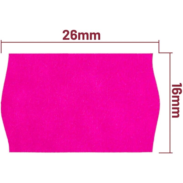 Rull med 1000 rosa permanente selvklebende etiketter 26x16mm, sett med 10