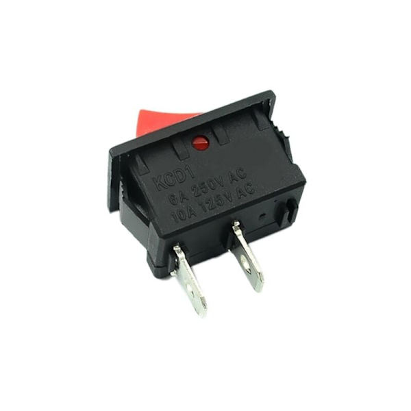 10 st On-Off KCD11 2-polig 2P Svart Röd Båt Bil Vippströmbrytare 3A 250V 6A 125V AC Knapp KCD1-11 10X15 10X15 KCD117