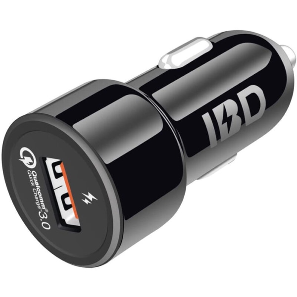 IBD 321 Biloplader, 18W QC3.0 USB Hurtig Biloplader Adapter til iPhone 11/7 plus/6S, Galaxy S10/S9/S8, Note 9, osv.