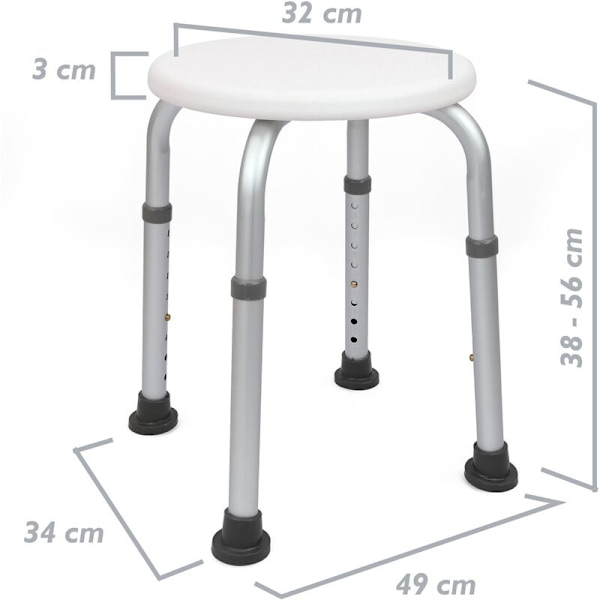 Rund duschpall justerbar i höjd 32 cm