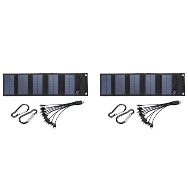 2x 12W Vikbar USB Solpanel Cell Bärbar Vikbar Vattentät Telefonladdare för Camping Vandring