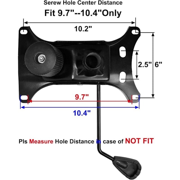 Svært slitesterk kontorstol Tilt-mekanisme erstatning 300 lbs, Tilt-kontrollmekanisme med 6\" x 10,6\" monteringshull, kontorstolbase