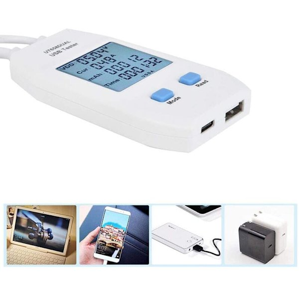 USB-testare, LCD USB-testare detektor voltmeter amperemeter digital kapacitetstestare (UT658 Dual)