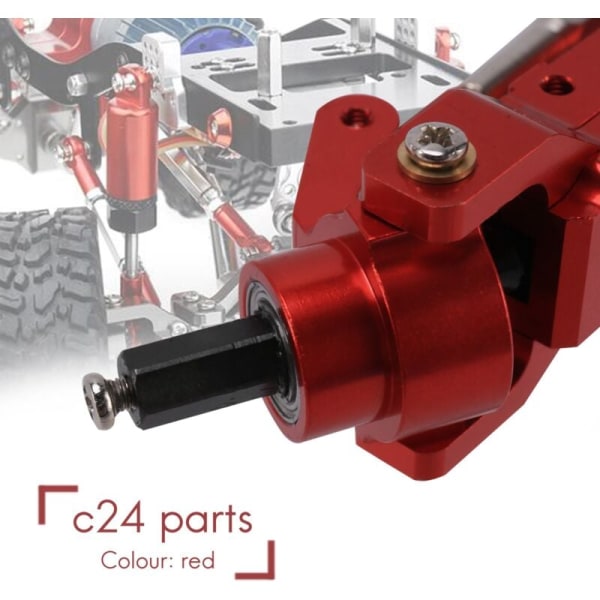 Metallbro og bakaksel girkasse med drivaksel for C14 C24 B14 B24 1/16 fjernkontrollbil oppgraderingsdeler, rød