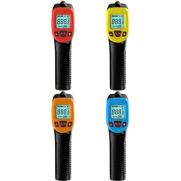 Infrarødt termometer, berøringsfri digital lasertemperaturpistol -58°F til 1112°F (-50°C til 600°C) med LCD-display, blå, blå