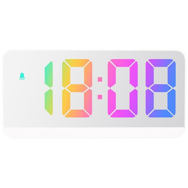 Digital väckarklocka Röststyrning Temperatur Datum Snooze Nattläge Bordsur 12/24H Funktion på natten LED-klocka, Vit