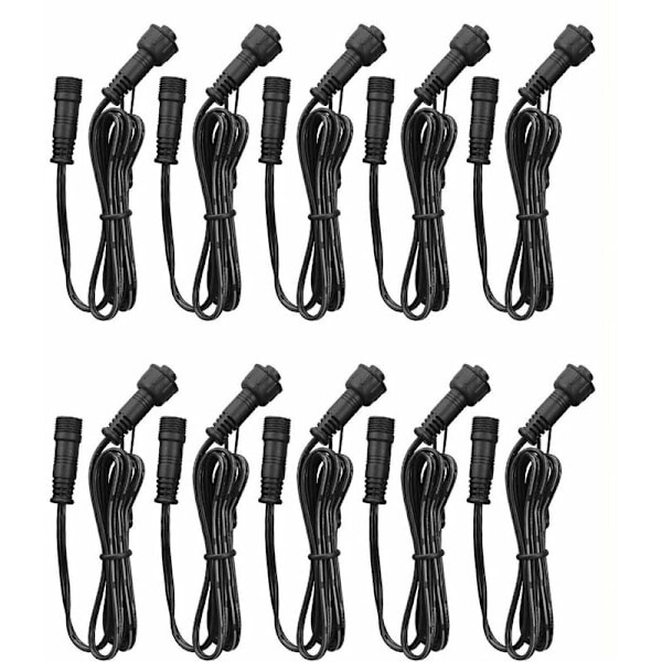 Jatkettava kaapeli, upotettaville LED-spoteille, vedenpitävä IP67, 1M / 3.3Ft, 2-napainen, uros- ja naarasliittimillä, 10 kpl