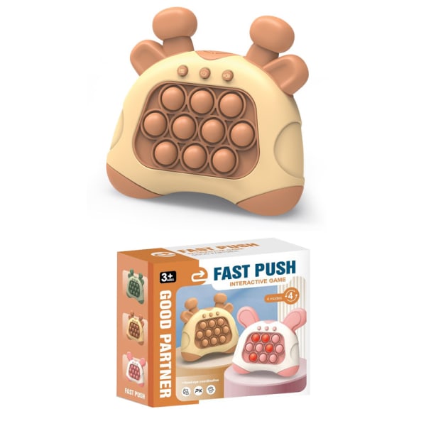Push Push Toy med lys, lommespill for barn, push-boblespill, kult lommespill for barn, barn og voksne, brun