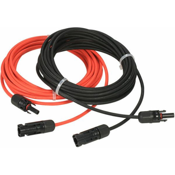 Solar panel extension cable with MC4 connector, red + black pair, 14AWG 4 meters