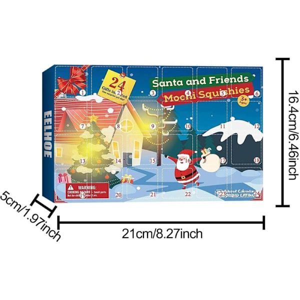 Ask för 24 Fack för Gummileksaker till Jul, Adventskalender med Nedräkning, Sensoriska Anti-Stressleksaker, Julgåva med 24 Dagars Överraskningar