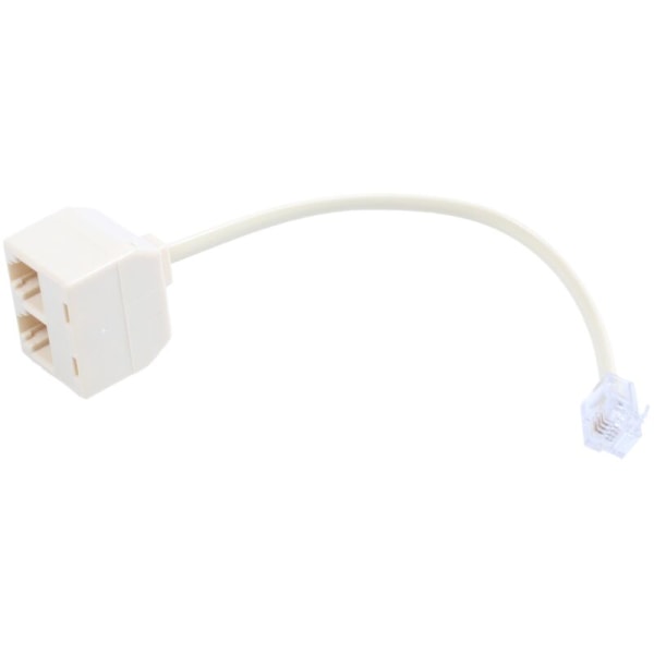 RJ11 6P4C Plugg 2x Port M/F Splitter Telefonadapterkabel Beige