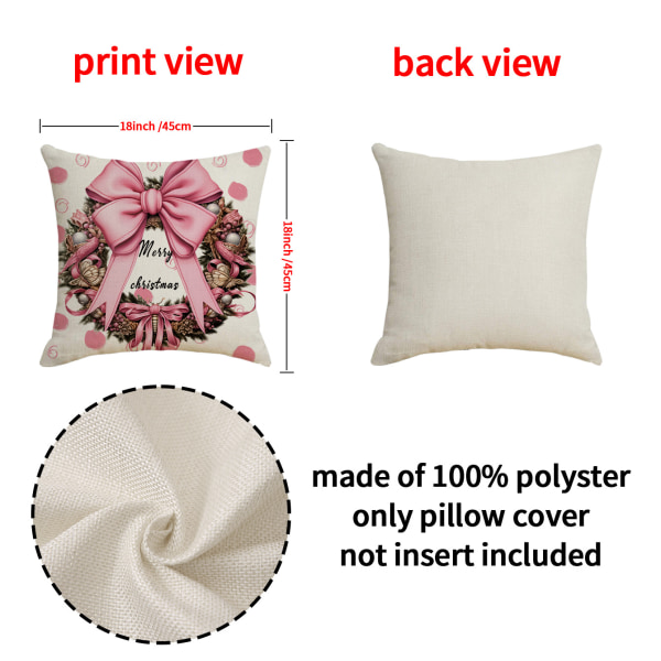 Jouluinen case print yksinkertainen tyyny kodin koristelu lomatyynytyyny (4 kpl)