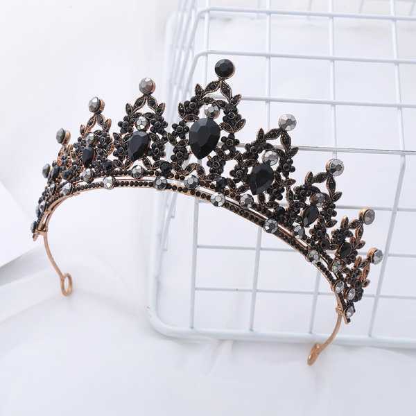Kvinners bryllup rhinestone tiaraer, prom bursdag hår tilbehør black
