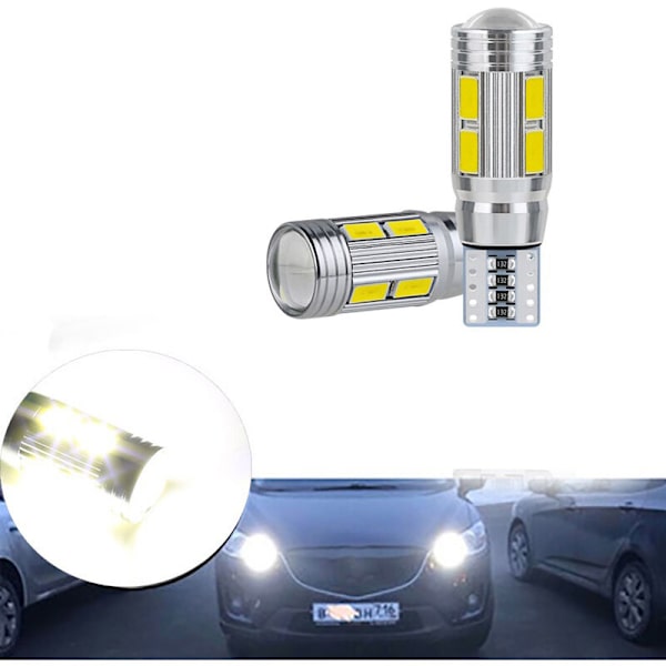 10 st W5W T10 12V 6000K 5630 SMD Bil LED-lampa Canbus Nummerplåt Hörn Blinkers Superljus Vit