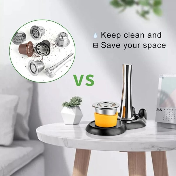 Rostfritt stål kaffekapsel hammarbas set påfyllningsbar kaffeplatta kaffemaskin tillbehör för Nespresso