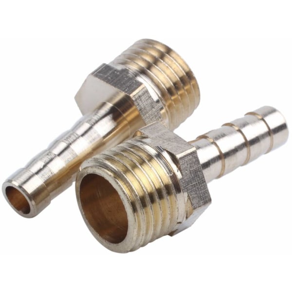 9 stk messing 6 mm drivstoff gass slange pigg 1/4 1/4 tommers hann gjenge kobling montering gull