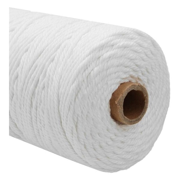 Tvinne, 2 st Robust Vit Bomullsrep Naturbeige Vridet Rep Snöre Hantverk Makrame String DIY Hem Dekorativ Tillbehör 3mm×200m