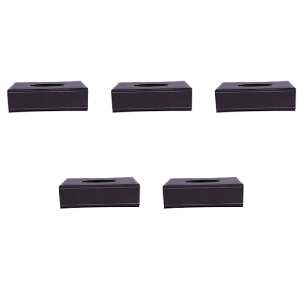 5X Læder Bærbar Vævspapir Rektangulær Dækselboks Holdere Etui Pumpepapir Hotel Hjem Bil Brun Gave