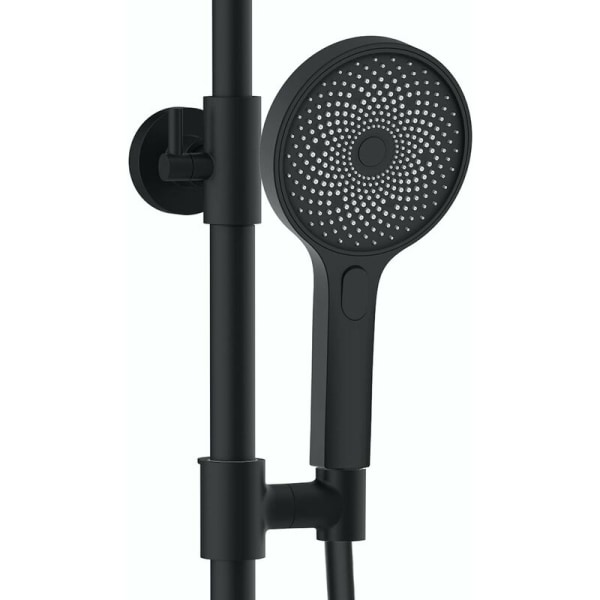 Brusehoved, stort håndbruser 130 mm. Håndholdt brusehoved med 3 stråletilstande, aftageligt brusehoved med højt tryk, premium brusehovedsæt. Spa-massage (sort)