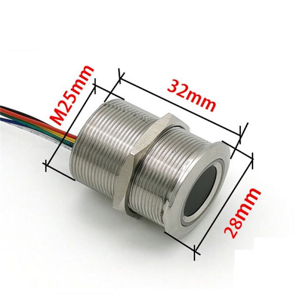 R503 Cirkulär Rund RGB Ring LED Indikator Kontroll DC3.3V MX1.0-6Pin Kapacitiv Fingeravtrycksmodul Sensor Scanner, 32Mm